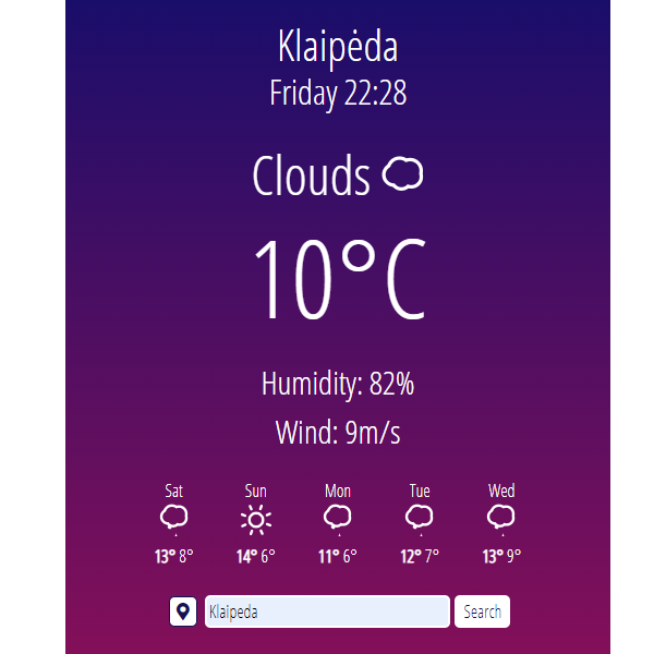 React Weather App screenshot